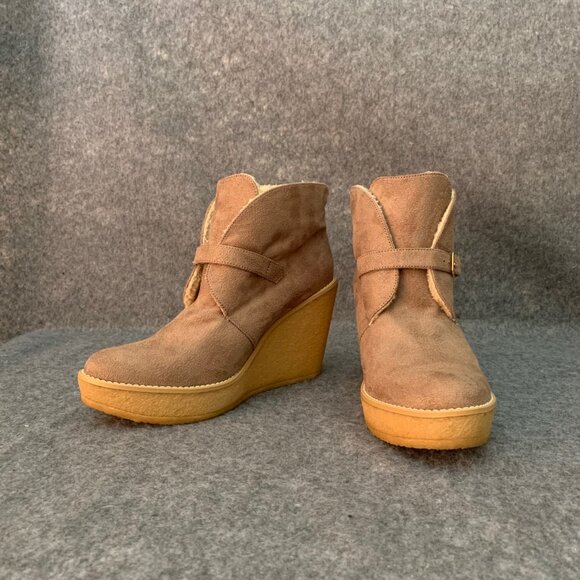 STELLA McCARTNEY Faux Shearling Gum Wedge Ankle Boots - Picture 3 of 11